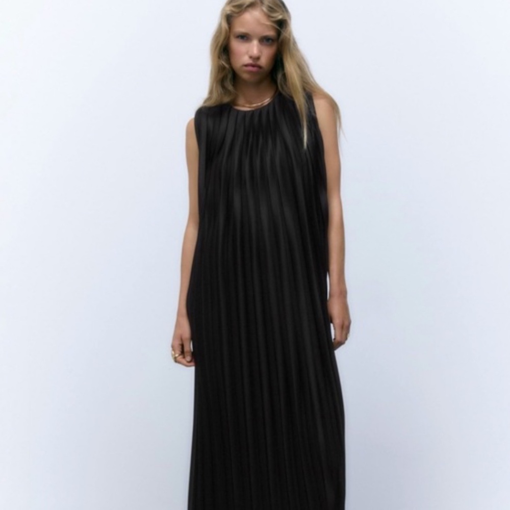 Zara Pleated Open Back Dress